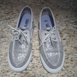 Sperrys Bahama Silver Glitter Shoes